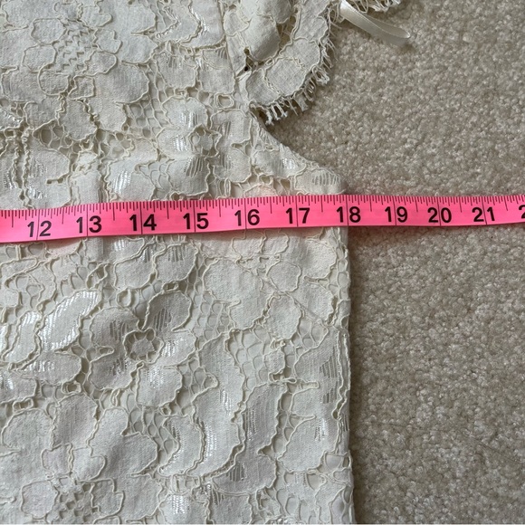 Eliza J Dress Womens 10 Ivory Lace Overlay Lined Shift Floral Summer Cap Sleeve - Picture 7 of 10